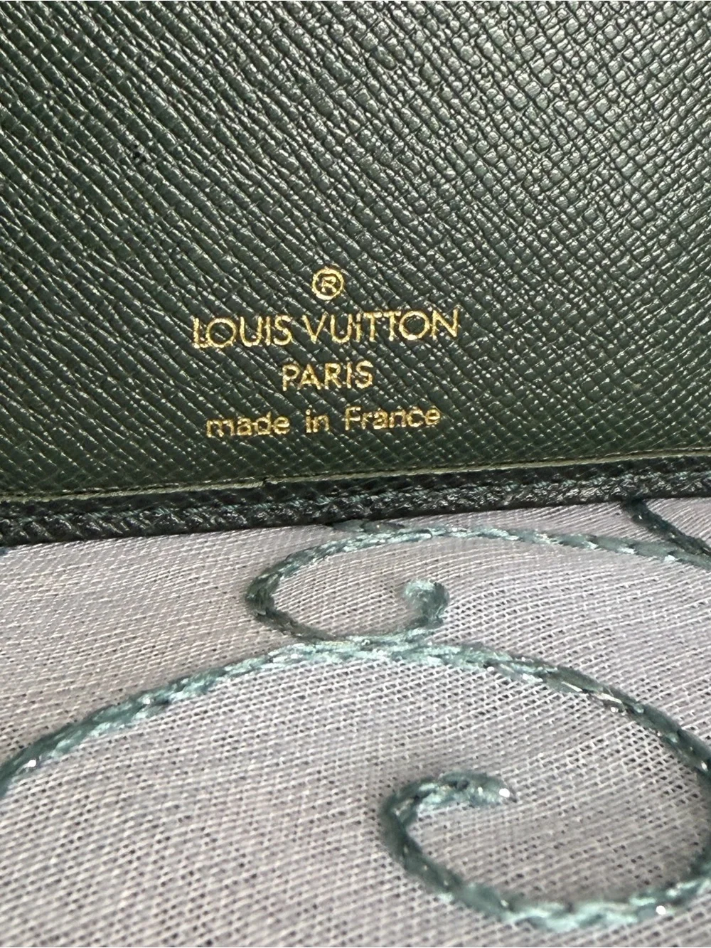 Louis Vuitton Green Taiga Leather Porte Valeurs Long Wallet-Vintage France 1996